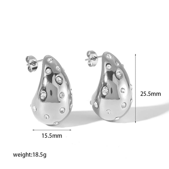 Wholesale Drop Shape Stainless Steel Earrings Electroplated For Women Natural Style