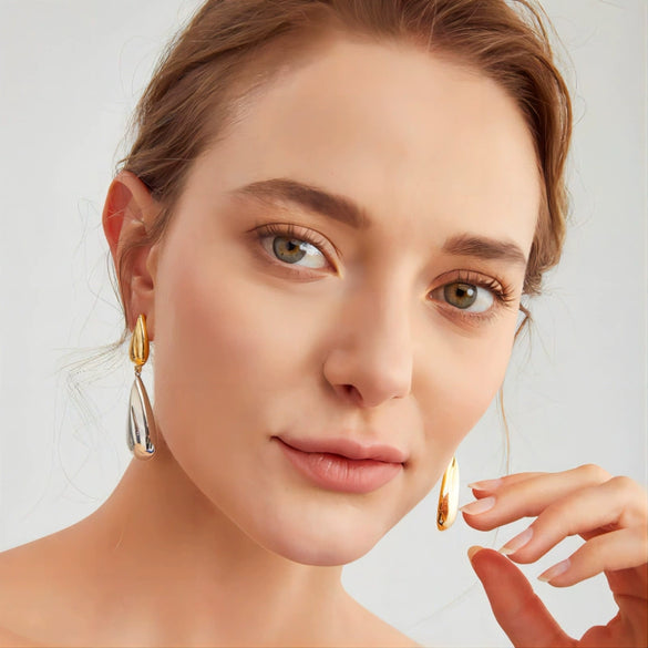 Wholesale Drop Shape Stainless Steel Ladies Jewelry Joker Earrings Fashion Niche Temperament