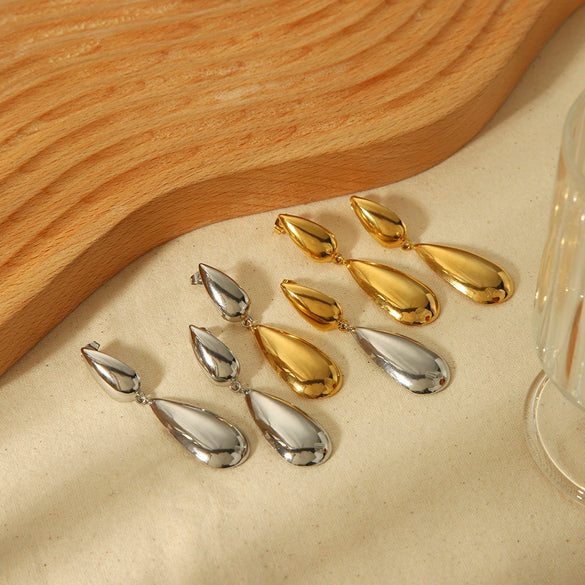 Wholesale Drop Shape Stainless Steel Ladies Jewelry Joker Earrings Fashion Niche Temperament