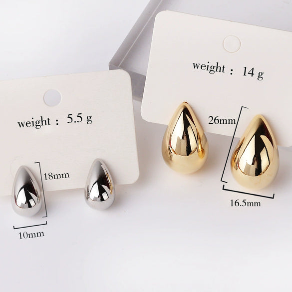 Wholesale Drop Shaped Hollow Fashion Natural Low Allergy Copper Electroplated Real Gold Earrings For Women