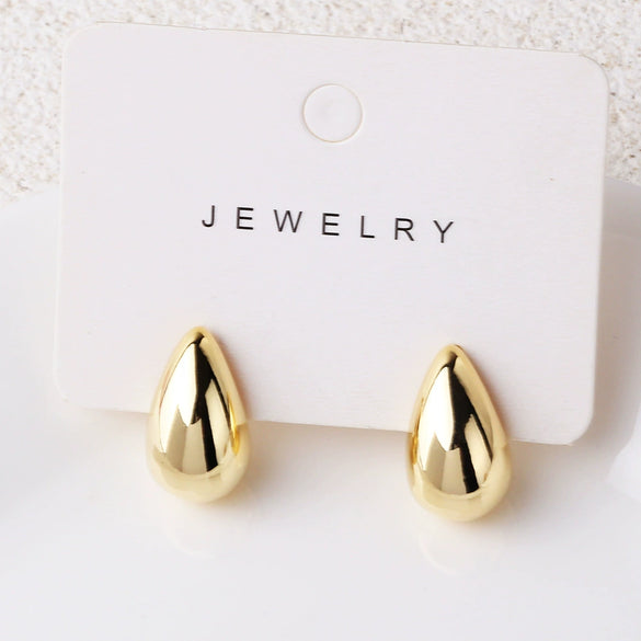 Wholesale Drop Shaped Hollow Fashion Natural Low Allergy Copper Electroplated Real Gold Earrings For Women