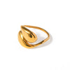 Wholesale Drop Shaped Stainless Steel Staggered Opening Ring With 18K Gold Electroplating And Niche Design