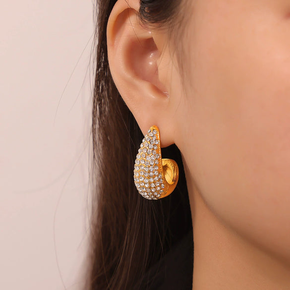 Wholesale Drop Shaped Titanium Steel Earrings With 18K Gold Plated Electroplating For Women Stylish And Personalized