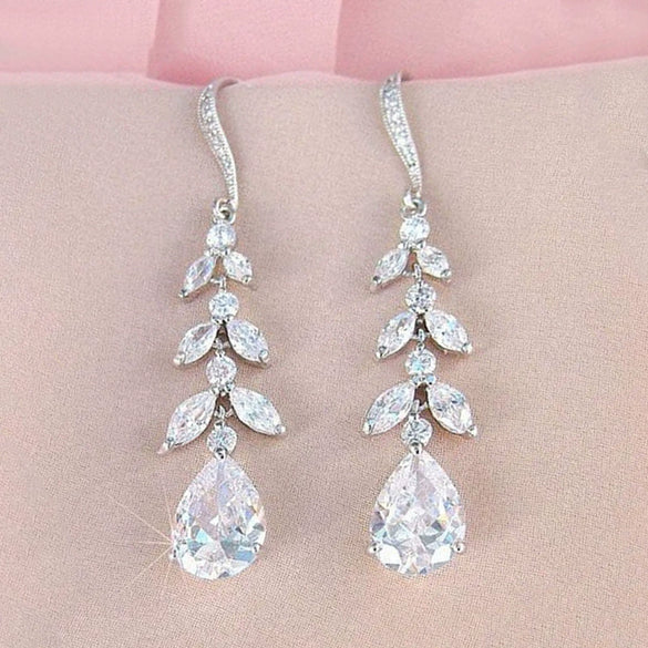 Wholesale Dropshaped Copper Zircon Tassel Women's Earrings