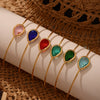 Wholesale Dropshaped Czech Glass Stone Open Bracelet 316L Stainless Steel 18K Gold Plated Geometric Design Luxury Bracelet