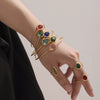Wholesale Dropshaped Czech Glass Stone Open Bracelet 316L Stainless Steel 18K Gold Plated Geometric Design Luxury Bracelet