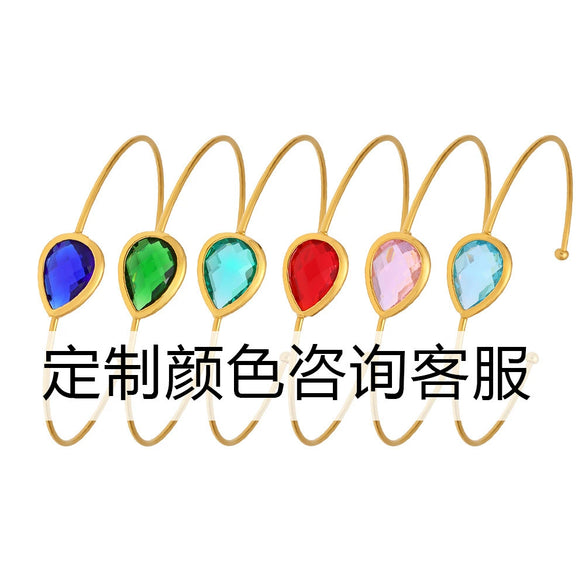 Wholesale Dropshaped Czech Glass Stone Open Bracelet 316L Stainless Steel 18K Gold Plated Geometric Design Luxury Bracelet