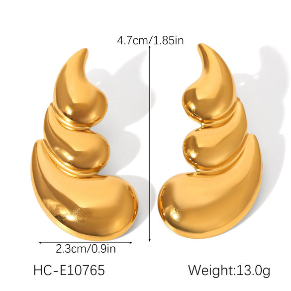 Wholesale Dropshaped Stainless Steel Geometric Ins Style Electroplated Earrings For Women