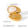 Wholesale Dropshaped Stainless Steel Ring Inlaid With Tiger Eye Stone Minimalist Style Women's Jewelry