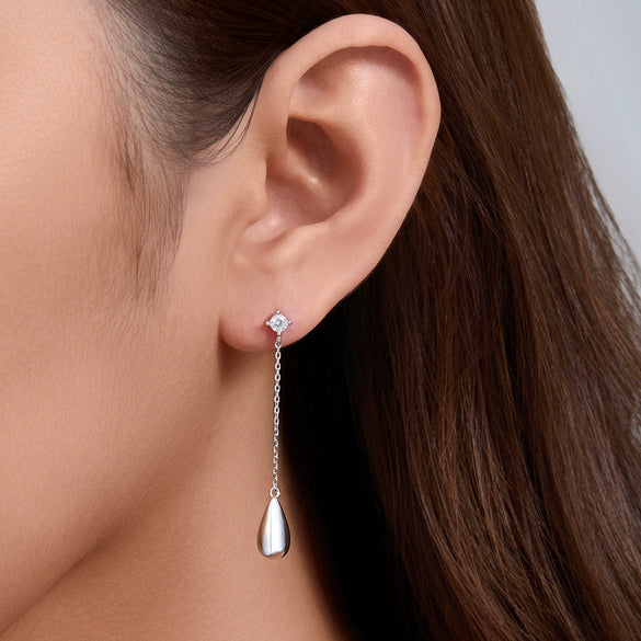 Wholesale Dropshaped Tassel Sterling Silver Earrings For Women In Simple Cold Style