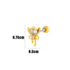 Wholesale Ear Bone Nail Copper Inlaid Zircon Stainless Steel Heart Pattern Electroplated For Women Girly Princess Style