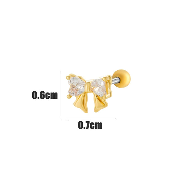 Wholesale Ear Bone Nail Copper Inlaid Zircon Stainless Steel Heart Pattern Electroplated For Women Girly Princess Style