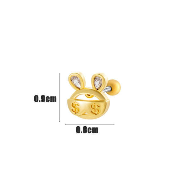 Wholesale Ear Bone Nail Copper Inlaid Zircon Stainless Steel Heart Pattern Electroplated For Women Girly Princess Style