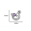 Wholesale Ear Bone Nail Copper Inlaid Zircon Stainless Steel Princess Style Heart Pattern Electroplated For Women
