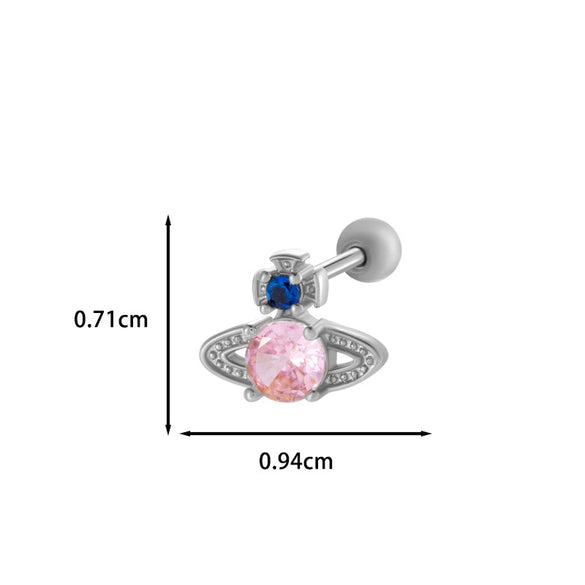 Wholesale Ear Bone Nail Copper Inlaid Zircon Stainless Steel Princess Style Heart Pattern Electroplated For Women