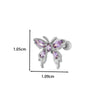 Wholesale Ear Bone Nail Copper Inlaid Zircon Stainless Steel Princess Style Heart Pattern Electroplated For Women
