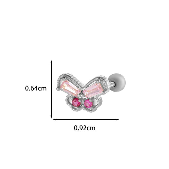 Wholesale Ear Bone Nail Copper Inlaid Zircon Stainless Steel Princess Style Heart Pattern Electroplated For Women