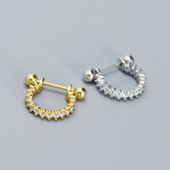 Wholesale Ear Bone Nail S925 Silver Geometric Ushaped Microinsert Puncture Earrings For Women