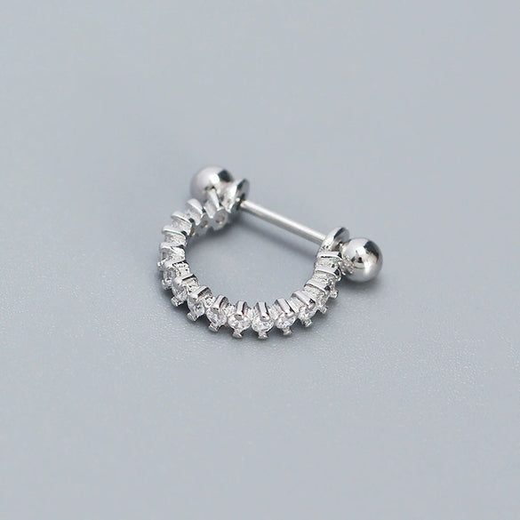 Wholesale Ear Bone Nail S925 Silver Geometric Ushaped Microinsert Puncture Earrings For Women