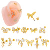 Wholesale Ear Bone Nail Stainless Steel Copper Inlaid Zircon Girlish Butterfly Bow Heart Pattern Electroplated