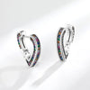 Wholesale Ear Buckle S925 Sterling Silver Copper Rainbow Zircon Love Heart Electroplated Fashion Light Luxury Women's Style