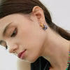 Wholesale Ear Buckles Natural Agate Jade Round Titanium Steel And Stainless Steel Ushaped Electroplated Light Luxury Niche Simple Style