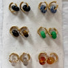 Wholesale Ear Buckles Natural Agate Jade Round Titanium Steel And Stainless Steel Ushaped Electroplated Light Luxury Niche Simple Style
