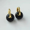 Wholesale Ear Buckles Natural Agate Jade Round Titanium Steel And Stainless Steel Ushaped Electroplated Light Luxury Niche Simple Style