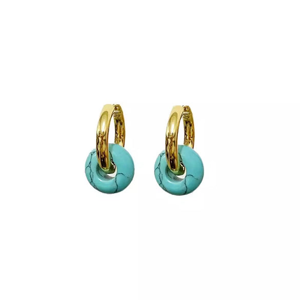 Wholesale Ear Buckles Natural Agate Jade U Shaped Stainless Steel Electroplated Light Luxury Niche Simple