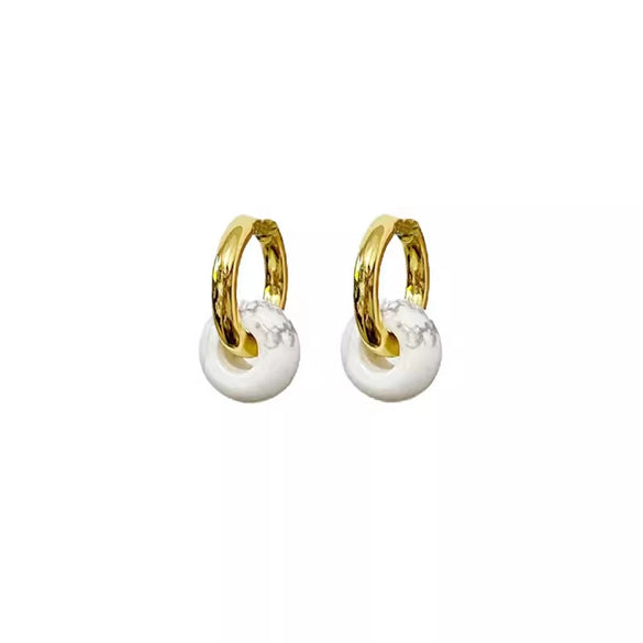 Wholesale Ear Buckles Natural Agate Jade U Shaped Stainless Steel Electroplated Light Luxury Niche Simple
