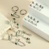 Wholesale Ear Clip Earrings Stainless Steel Real Gold Plated Green Zircon Fivepointed Star Distinctive Fashion