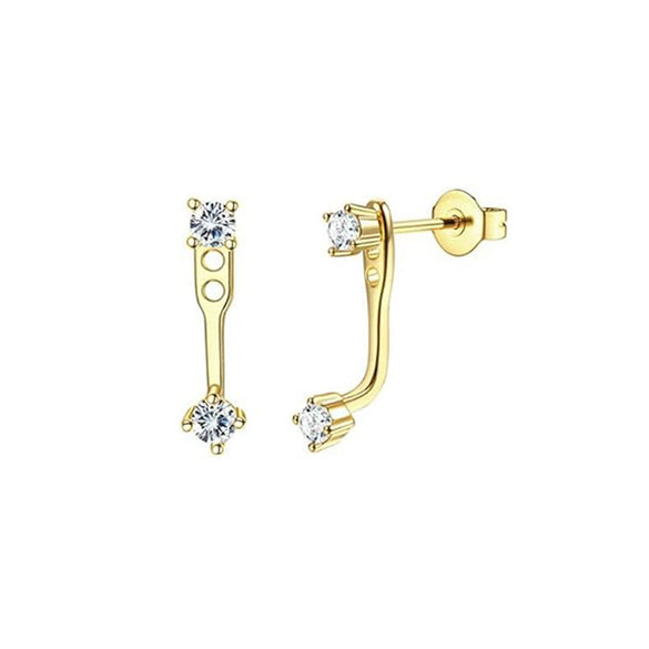 Wholesale Ear Clip Earrings Stainless Steel Real Gold Plated Green Zircon Fivepointed Star Distinctive Fashion