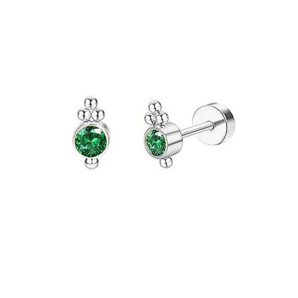 Wholesale Ear Clip Earrings Stainless Steel Real Gold Plated Green Zircon Fivepointed Star Distinctive Fashion