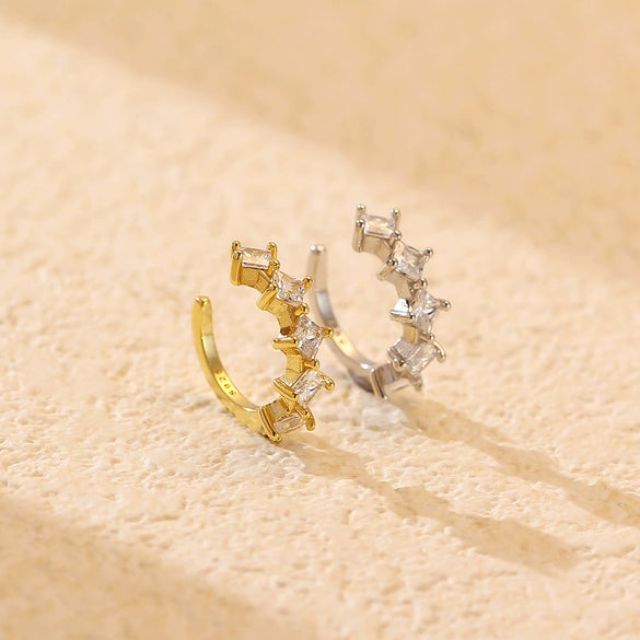 Wholesale Ear Clips S925 Silver Geometric Diamond Style For Women