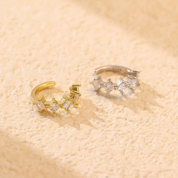 Wholesale Ear Clips S925 Silver Geometric Diamond Style For Women