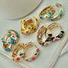 Wholesale Ear Jewelry Copper 14K Gold Ear Needle Flower Pattern Dripping Oil Process