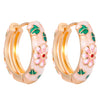 Wholesale Ear Jewelry Copper 14K Gold Ear Needle Flower Pattern Dripping Oil Process
