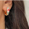Wholesale Ear Jewelry Copper 14K Gold Ear Needle Flower Pattern Dripping Oil Process