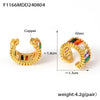 Wholesale Ear Jewelry Copper Material Microinlaid Colored Glass Stone Geometric Style Electroplated For Women