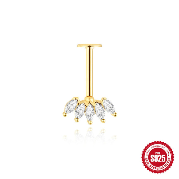 Wholesale Ear Jewelry S925 Sterling Silver Geometric Marquise Style Environmentally Friendly Electroplated Unisex