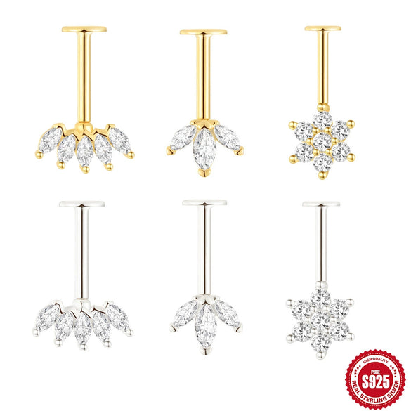 Wholesale Ear Jewelry S925 Sterling Silver Geometric Marquise Style Environmentally Friendly Electroplated Unisex