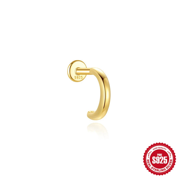 Wholesale Ear Jewelry S925 Sterling Silver Microinlaid Zircon Geometric Cartilage Flat Head Spiral Puncture Environmentally Friendly Plating Unisex