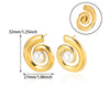 Wholesale Ear Jewelry Stainless Steel 18K Gold Geometric Round Earrings With Woven Texture And Imitation Pearl