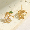 Wholesale Ear Jewelry Stainless Steel 18K Gold Plated Flower Earrings