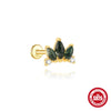 Wholesale Ear Jewelry Sterling Silver Natural Water Grass Agate Inlaid With Diamond Tassel Flat Head Threaded Piercing Geometric Style Environmentally Friendly Electroplated