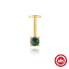 Wholesale Ear Jewelry Sterling Silver Natural Water Grass Agate Inlaid With Diamond Tassel Flat Head Threaded Piercing Geometric Style Environmentally Friendly Electroplated