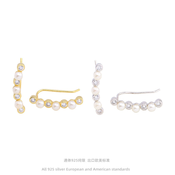 Wholesale Ear Jewelry 925 Sterling Silver Small Fresh Style Geometric Inlaid Zircon For Women