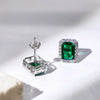 Wholesale Ear Studs S925 Sterling Silver Geometric Design Inlaid With Small Diamond Emerald For Women