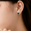 Wholesale Ear Studs S925 Sterling Silver Geometric Design Inlaid With Small Diamond Emerald For Women
