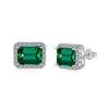Wholesale Ear Studs S925 Sterling Silver Geometric Design Inlaid With Small Diamond Emerald For Women